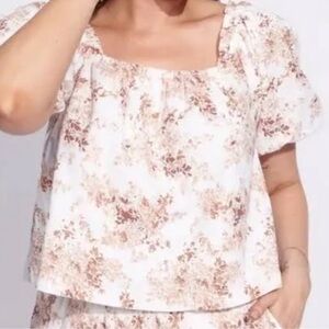 Abercrombie & Fitch Floral Blouse in Cream and Brown